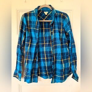 J. Crew Blue and Yellow Casual Button Down Shirt